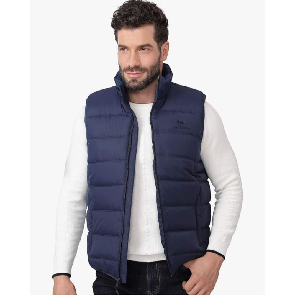 CAMEL CROWN Puffer Vest Men Quilted Winter Padded Sleeveless Jackets -S